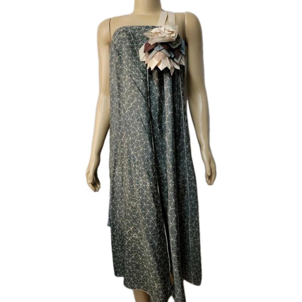 Stunning ROZAE NICHOLS Blue silk One shoulder Size M Womens Tunic dress  #C3
